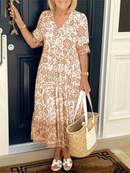 Variant image for Millie™ – Robe Longue Femme Fleurie Décolleté en V Confort Été-17