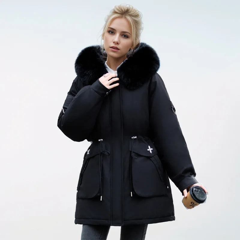 Veste Femelle Hiver Warme et Confortable avec Poches - PanierRoyale