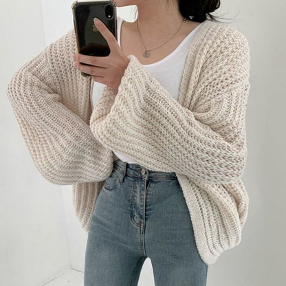 Cardigan Femme Tricoté Gros Mailles Décontracté