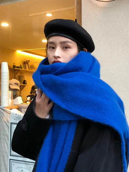 Écharpe Femme en Laine Douce avec Frange pour Hiver