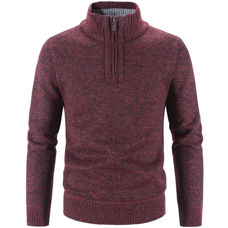 Pull Homme Hiver Doux et Chaud au Col Zip
