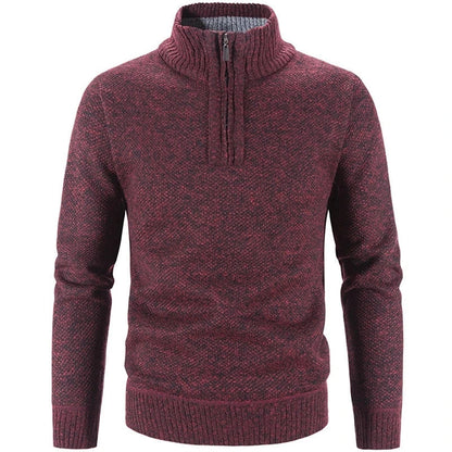 Pull Homme Hiver Doux et Chaud au Col Zip