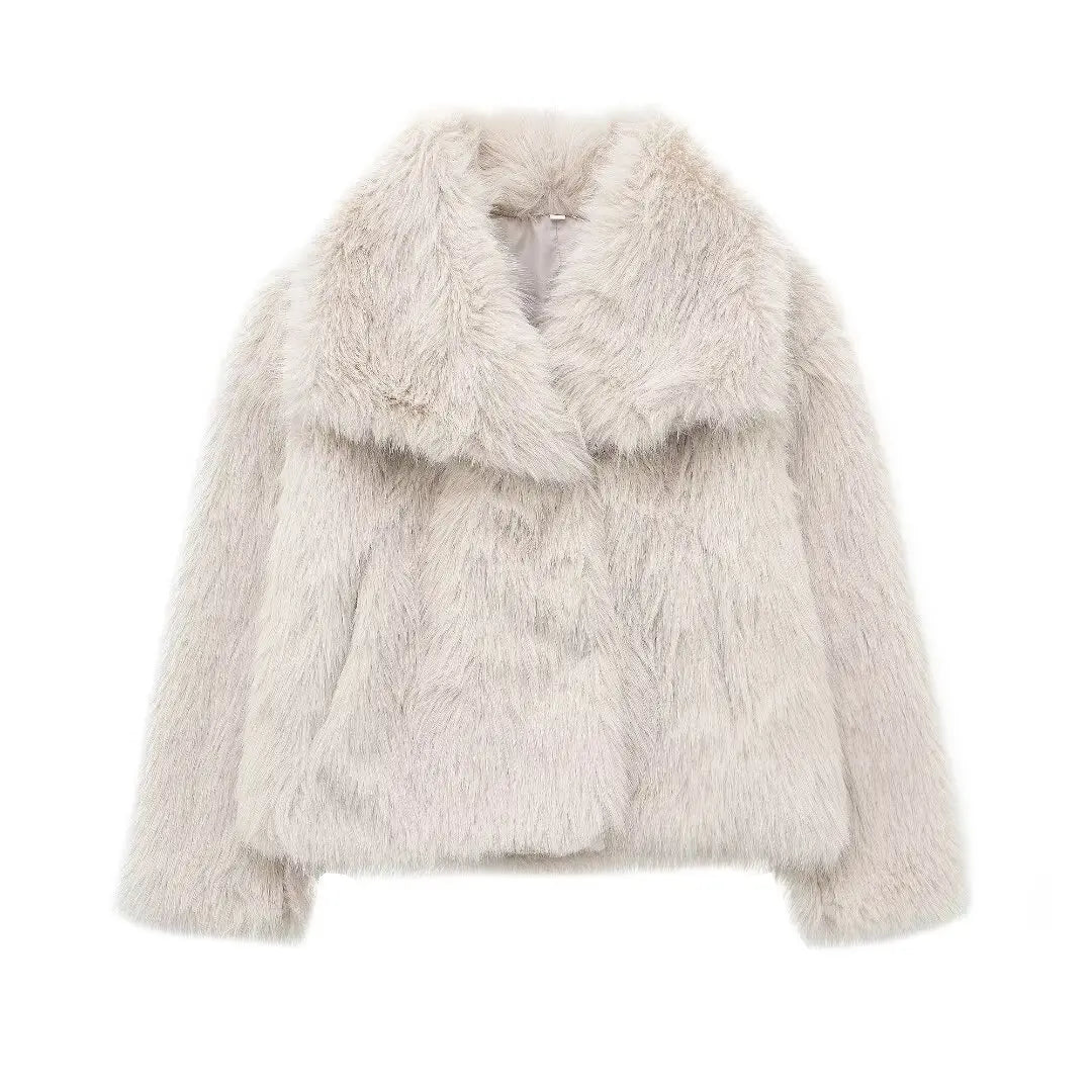 Veste Hiver Élégante Fourrure Artificielle Douce