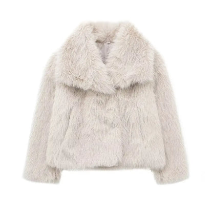 Veste Hiver Élégante Fourrure Artificielle Douce