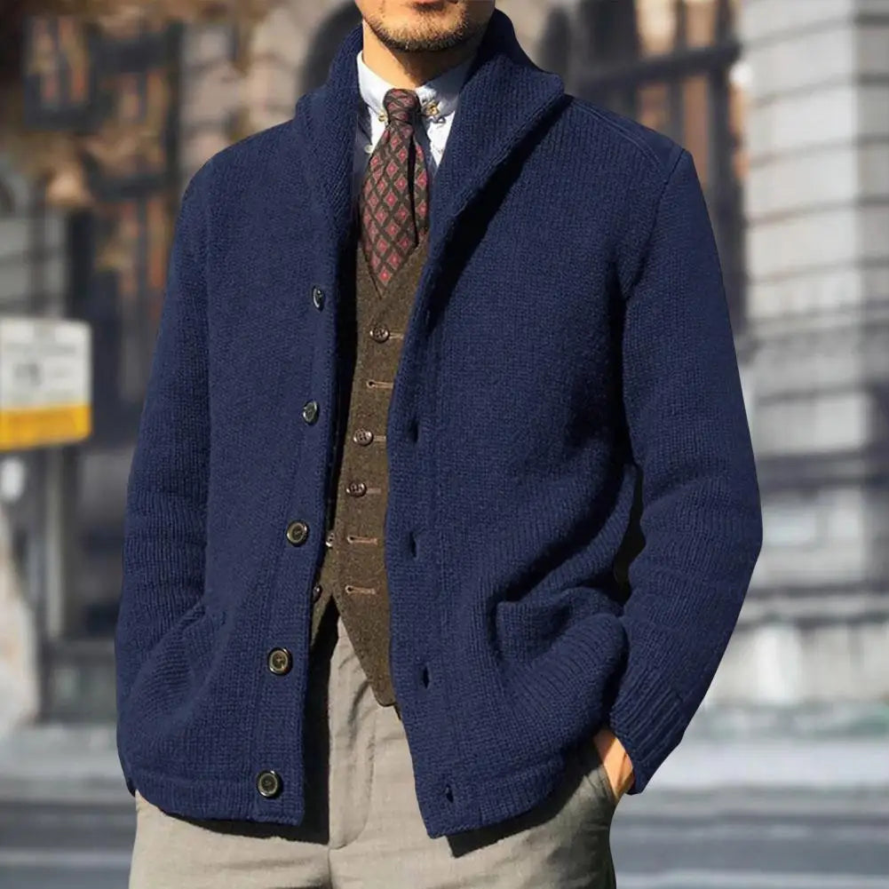 Cardigan Homme Hiver Chaud avec Poche et Manches Longues