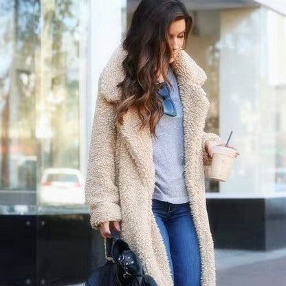 Manteau femme hiver faux cuir beige chaud et tendance - PanierRoyale