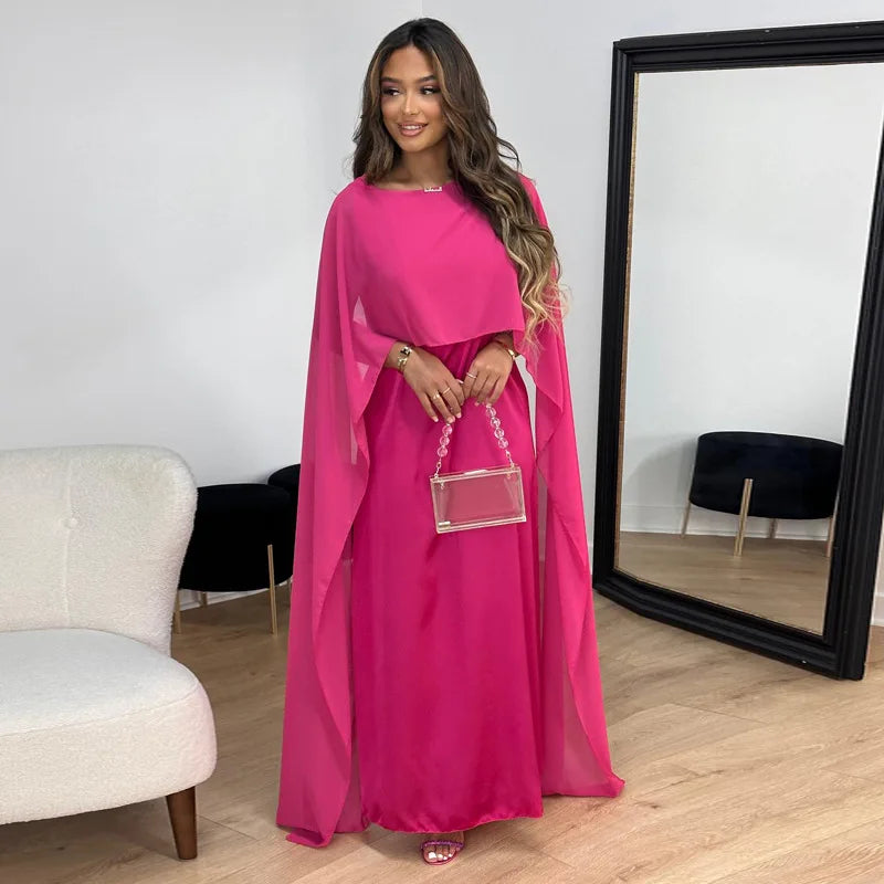 Robe du Soirée Longue pour Femme à Manches Capes