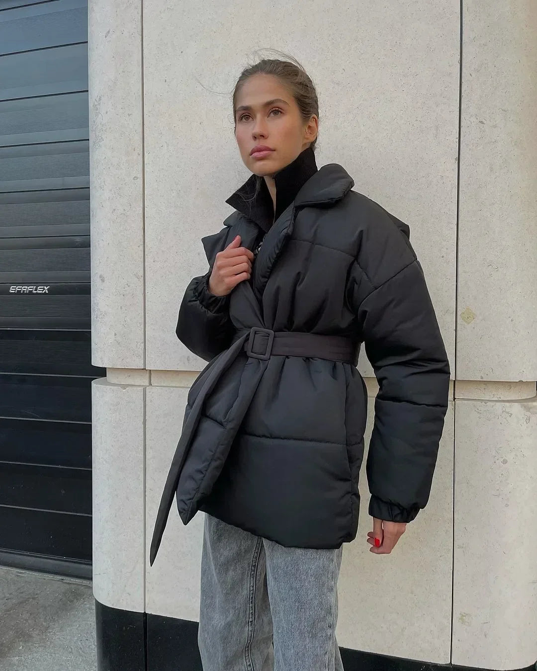 Manteau Femme Hiver Chic avec Ceinture Élégante