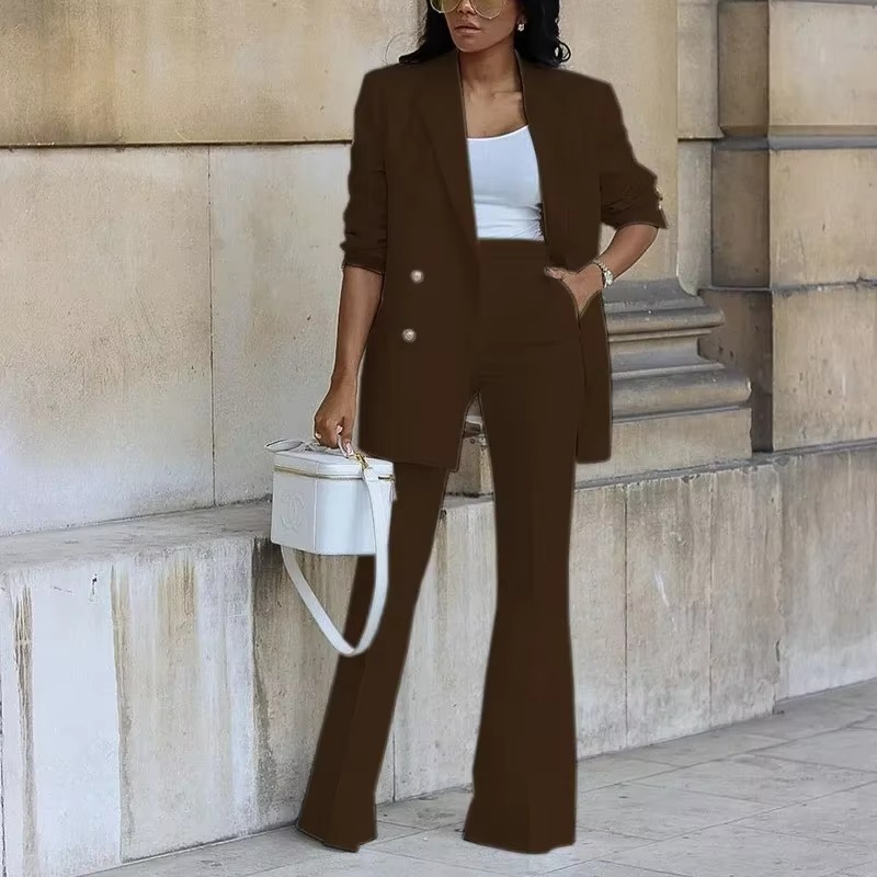 Costume Femme Blanc Élégant Pantalon Taille Libre