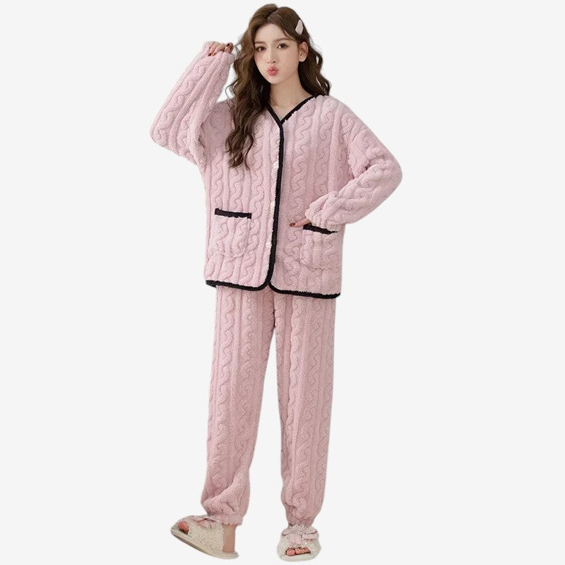 Ensemble Deux Pièces Doux et Confortable Col V