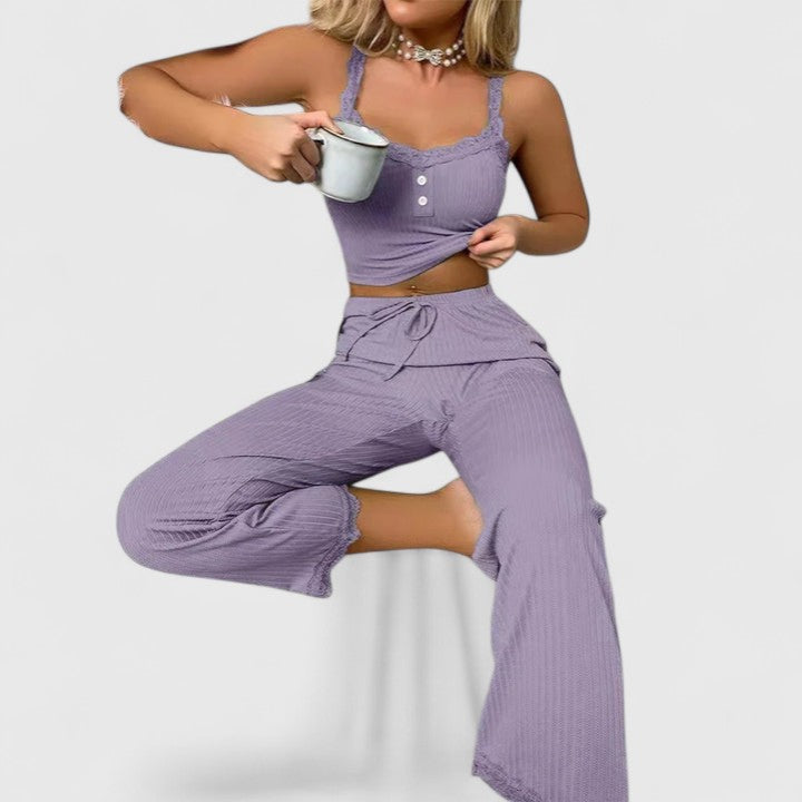 Pyjama Femme Décontracté à Dentelles