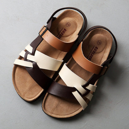 Sandales Femmes Confortables en Cuir avec Semelle Amortie pour Tous les Jours