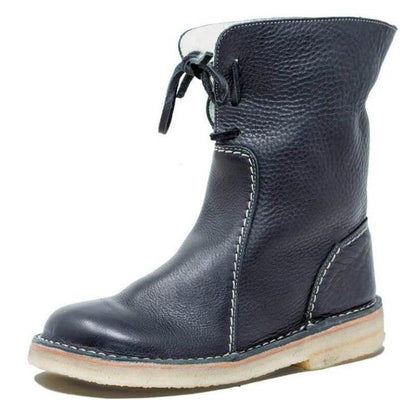 Bottes Femmes Hiver Cuir Imperméable avec Doublure Chaude et Semelle Antidérapante