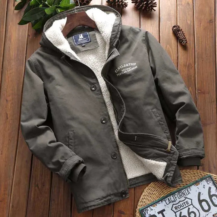 Parka Hiver Homme Long avec Capuche et Manches Réglables