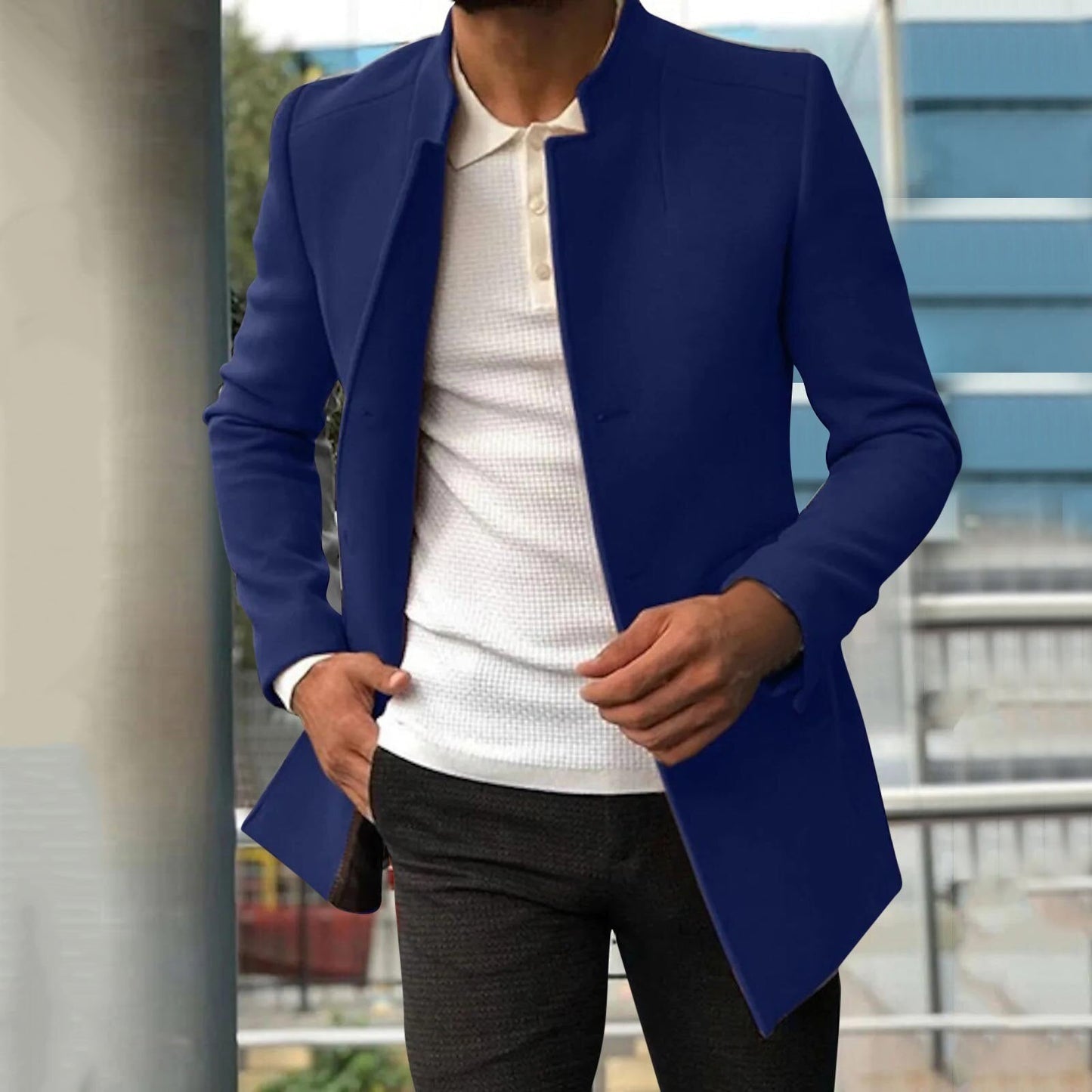 Manteau Homme Slim Fit Noir Élégant
