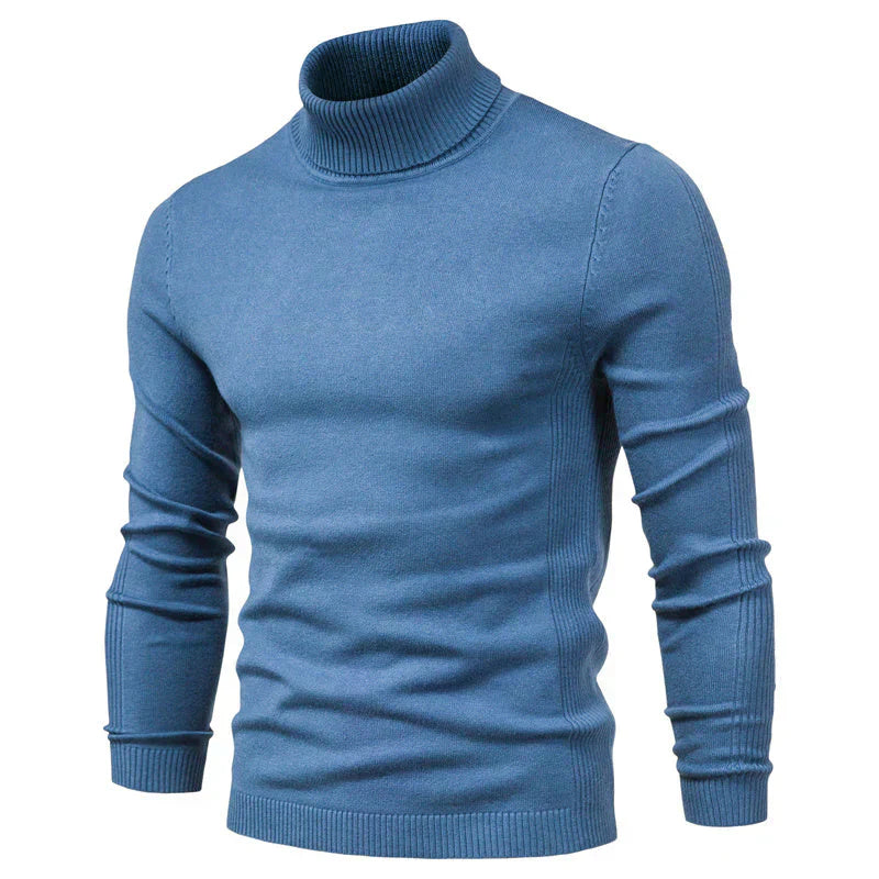 Pull Homme Laine Mérinos Col Roulé Brun Chaud