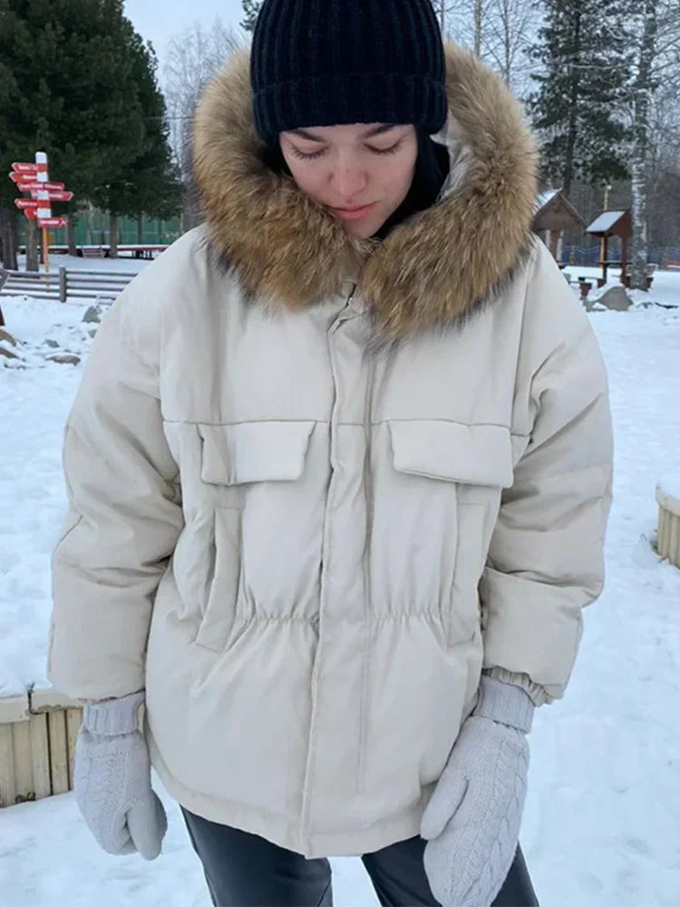 Manteau Femme Hiver Chic à Col Ronde