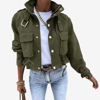 Blouson Femme à Manches Longues avec Fermeture Éclair et Poches
