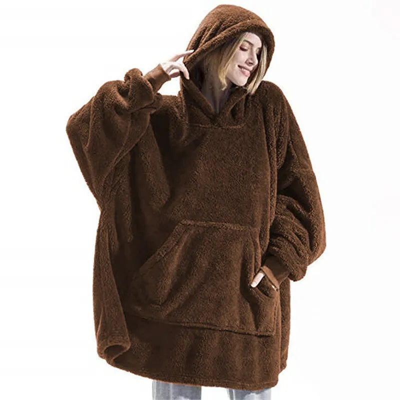 Pull Capuche Oversize avec Poches pour Hiver