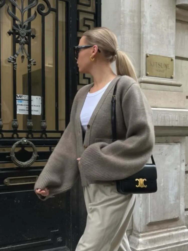 Cardigan Femme Tricot Élégant et Chaud