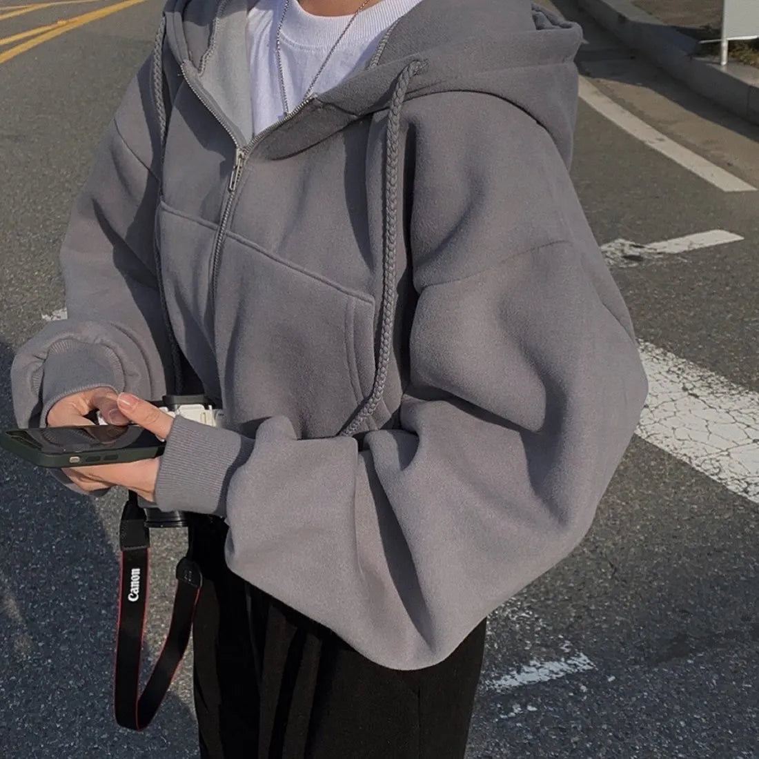 Veste à capuche oversize zippée