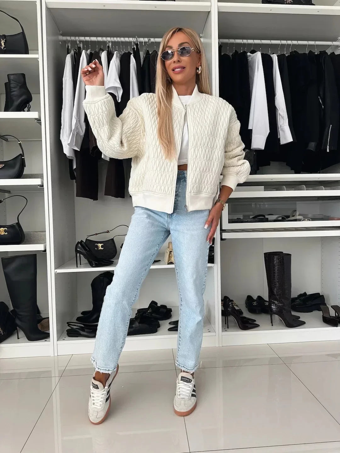 Blouson femme matelassée à fermeture éclair avant