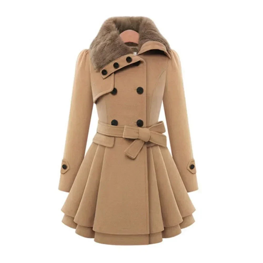 Manteau D'hiver Fourré Doux avec Ceinture et Capuchon - PanierRoyale