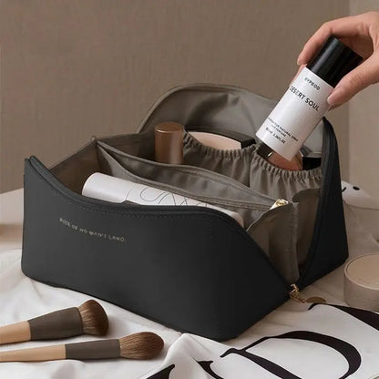 Trousse de toilette Femme Similicuir Poignée Fermeture Zippée - PanierRoyale