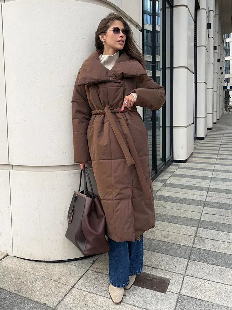 Manteau Femme Hiver Chic Doublure et Ceinture Élastique - PanierRoyale