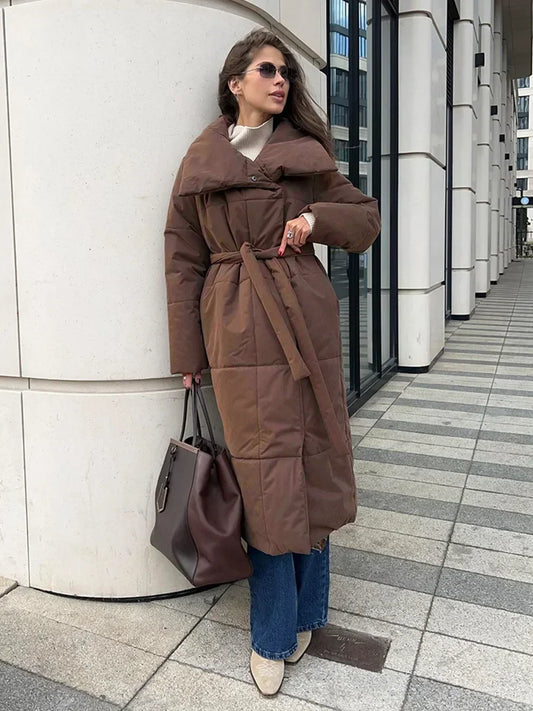 Manteau Femme Hiver Chic Doublure et Ceinture Élastique - PanierRoyale