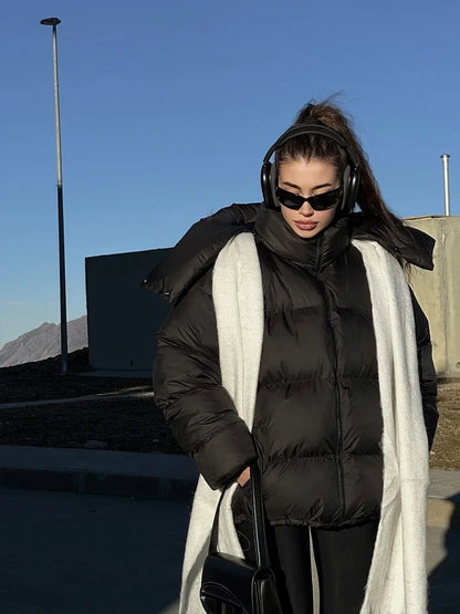 Doudoune Femme Hiver Chic avec Capuche et Poches Réglables