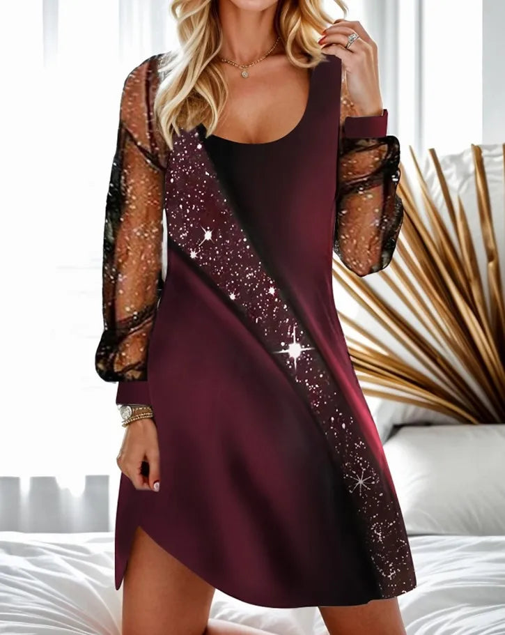 Robe Femme Col Rond Manches Longues Moderne