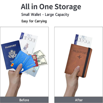 Porte-passeport Unisexe en PU avec Rangement Cartes Compact