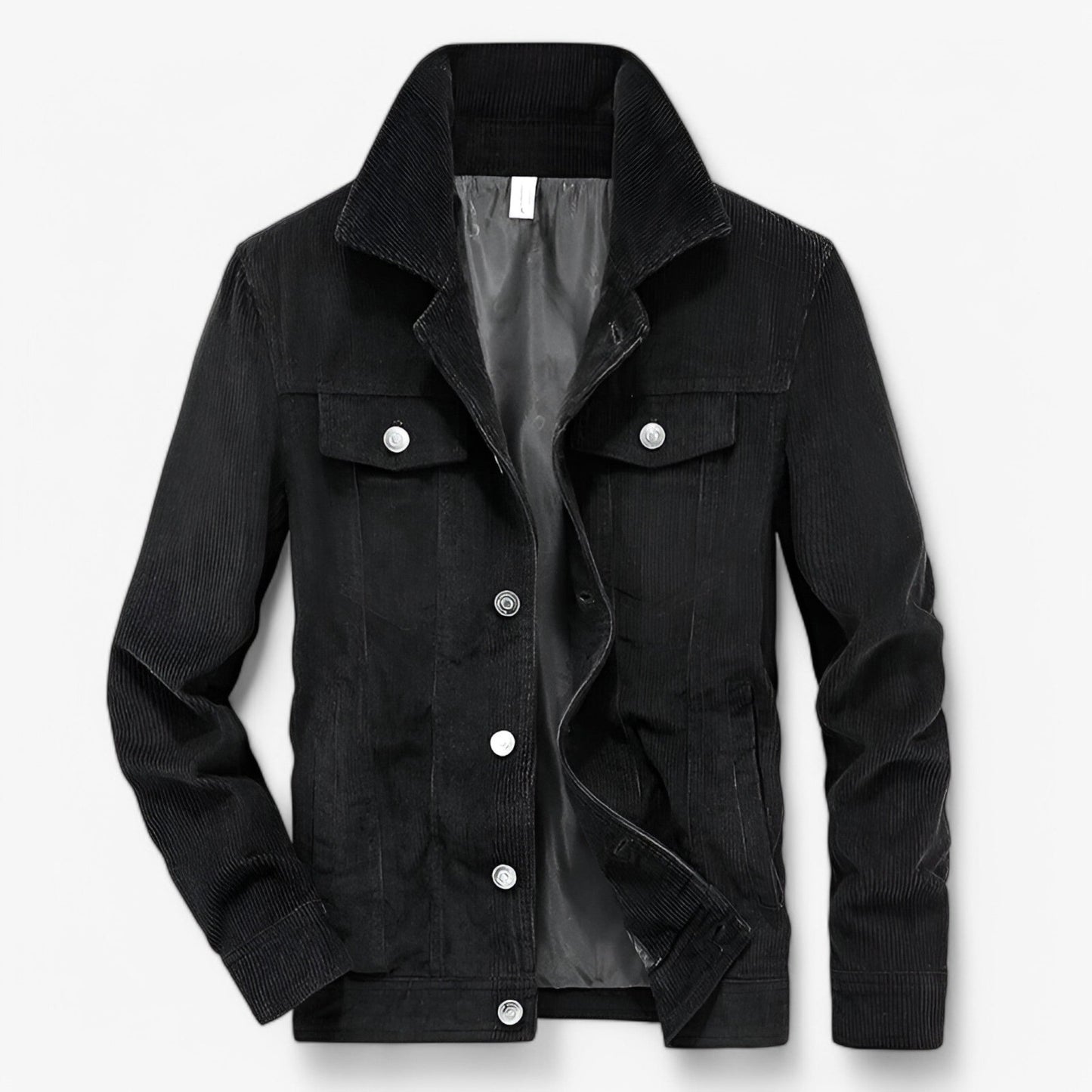 Veste Velours Élégante Manches Longues et Poches Profondes