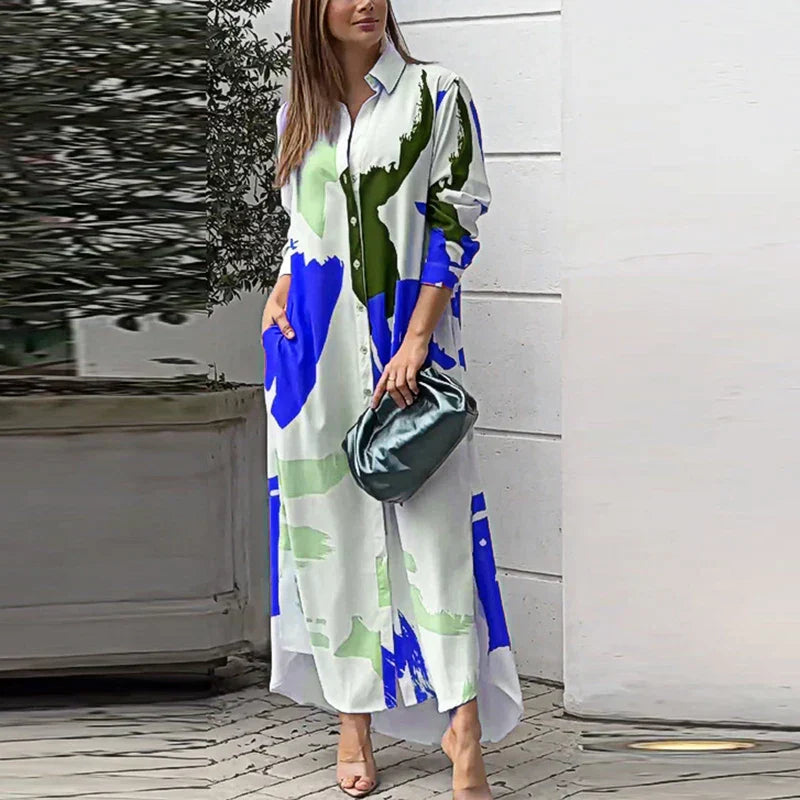 Robe Chemisier Floral Élégante Boutons Devant