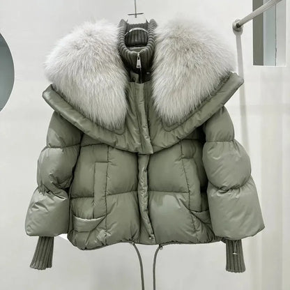 Doudoune Femme Hiver Chic avec Capuchon et Fermeture Éclair - PanierRoyale