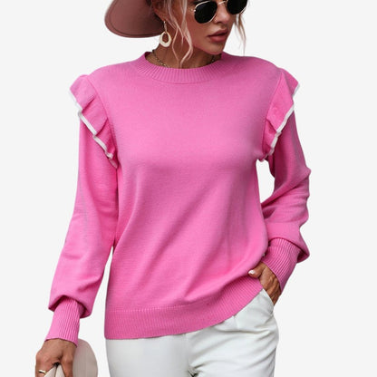 Pull Femme Chic à Manches Longues et Col Rond