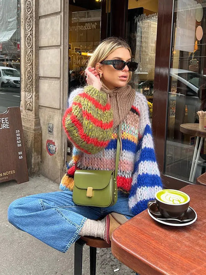 Pull Femme Hiver Tricot Coloré