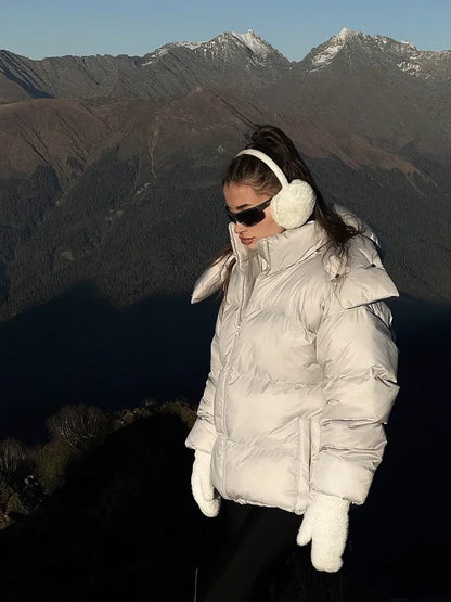 Doudoune Femme Hiver Chic avec Capuche et Poches Réglables