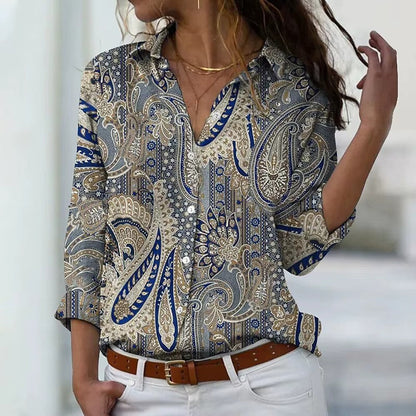 Blouse Femme Été Fleuri Manches Longues Légère
