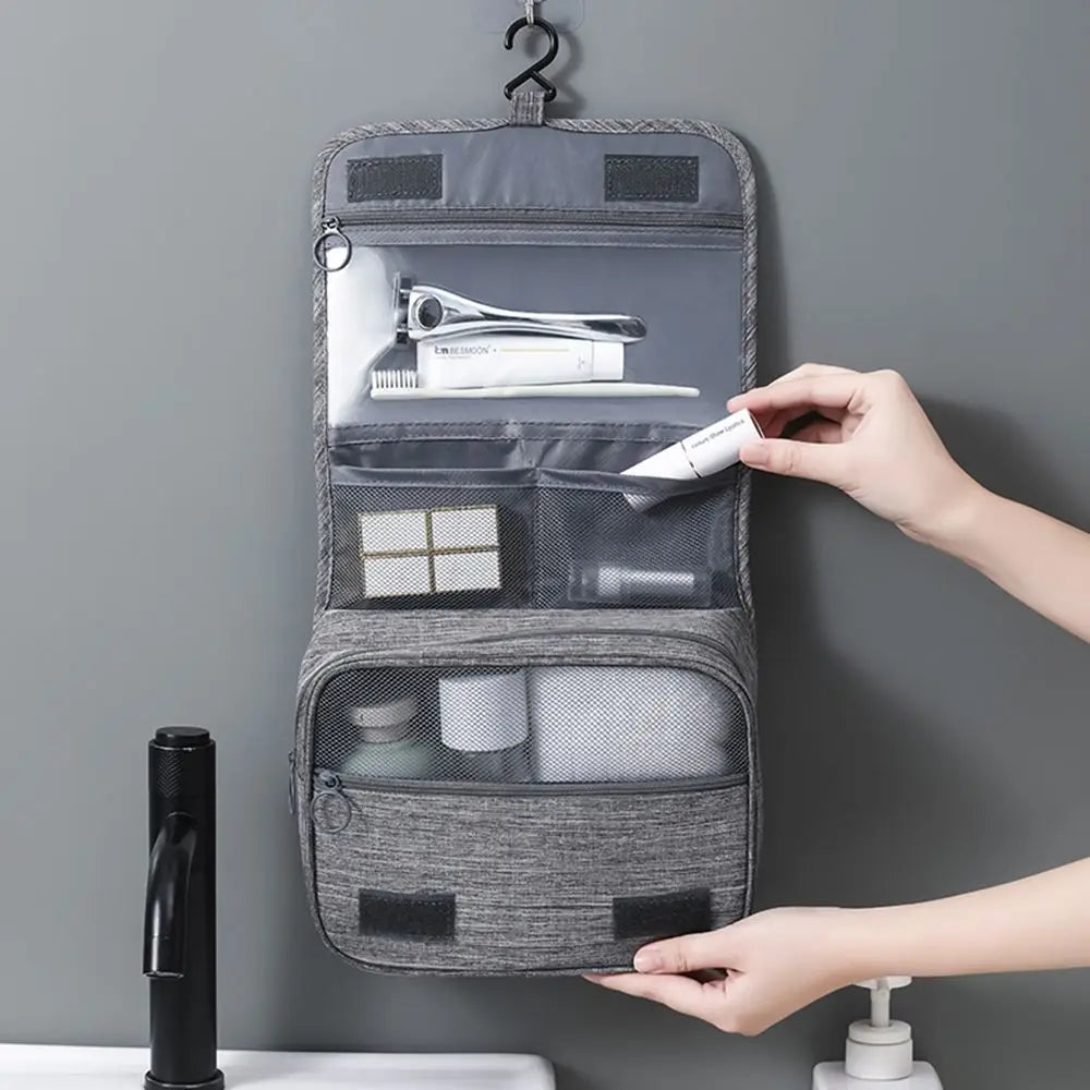 Trousse de toilette Unisexe Pliable avec Compartiments Suspendue - PanierRoyale
