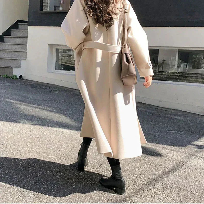 Veste Femme Chic Longue avec Ceinture Élastique - PanierRoyale