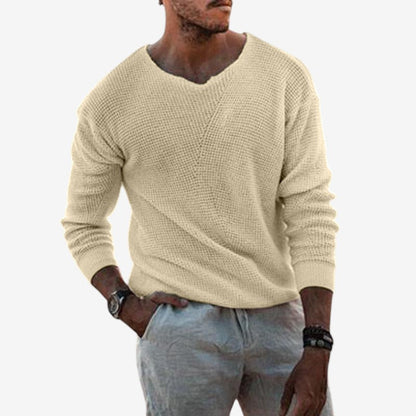 Pull Décontracté Col V Manches Longues Oversize