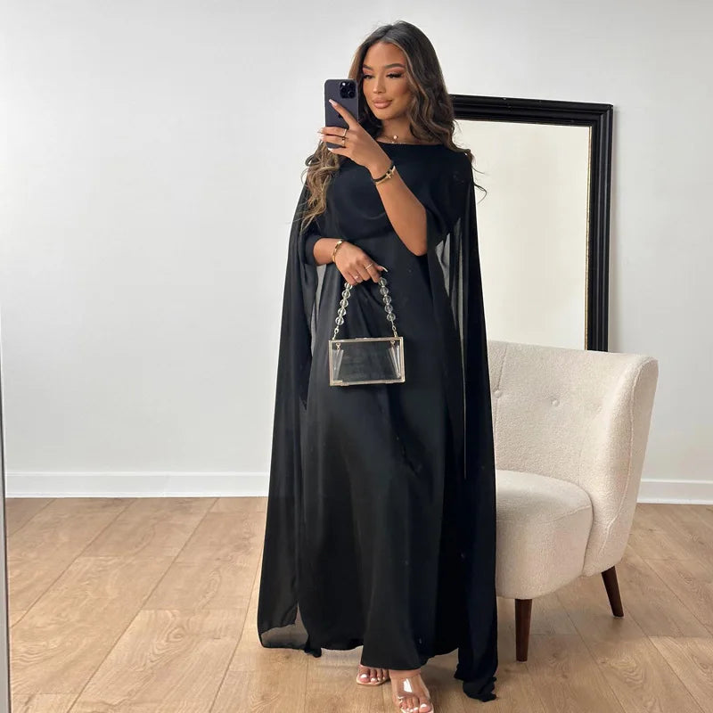 Robe du Soirée Longue pour Femme à Manches Capes