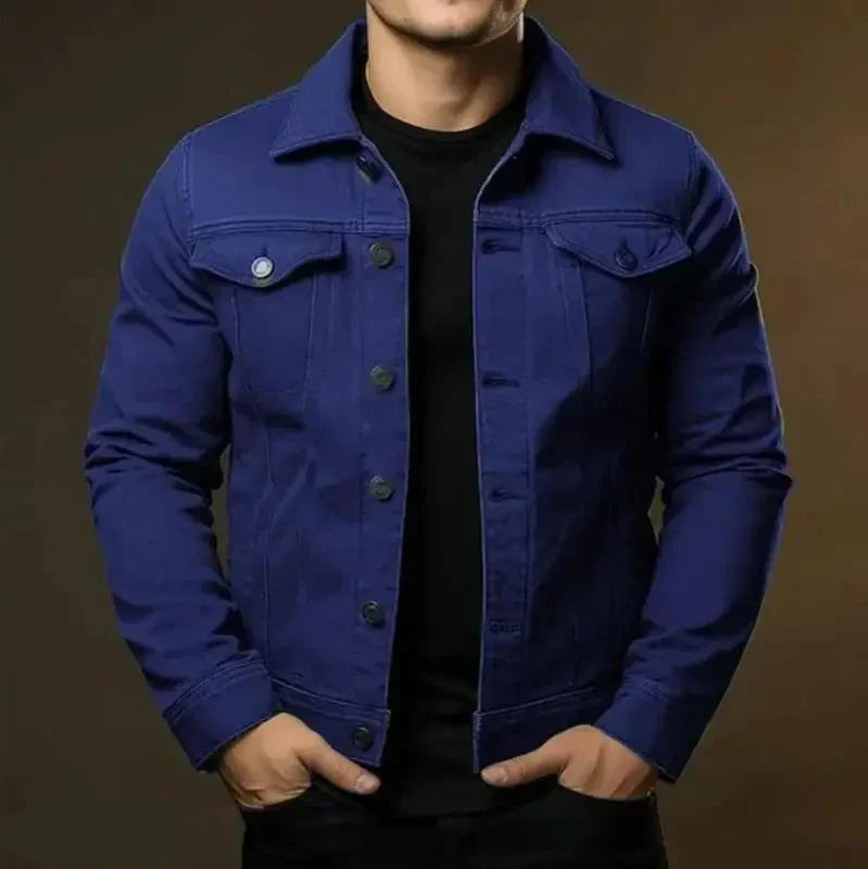 Veste Denim Homme Classique avec Poches et Fermeture Éclair