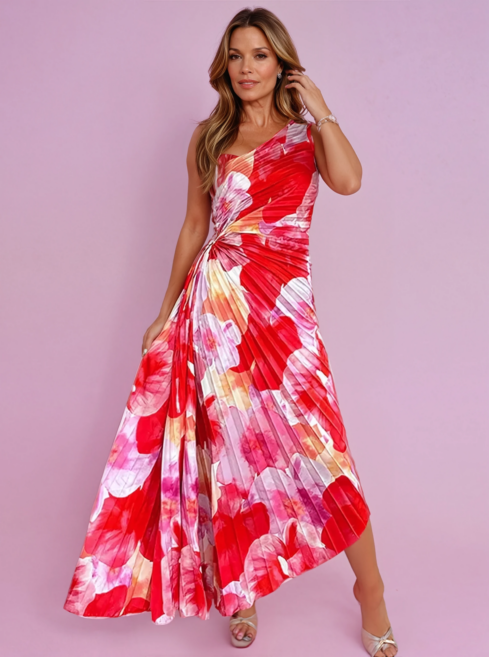 Robe Épaule Dévoilée Fleurs Élégante Féminine - BerlinGlamour