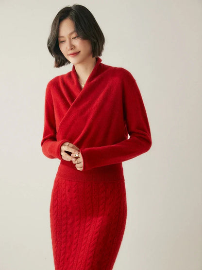 Pull femme élégant en maille avec col montant