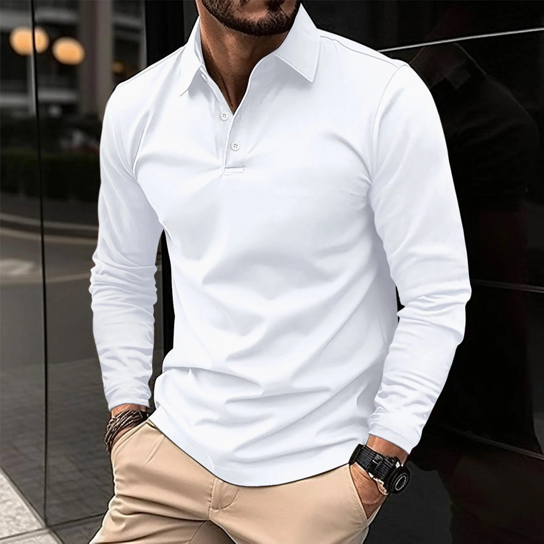 Chemise Polo Manche Longue Classique Homme - BerlinGlamour
