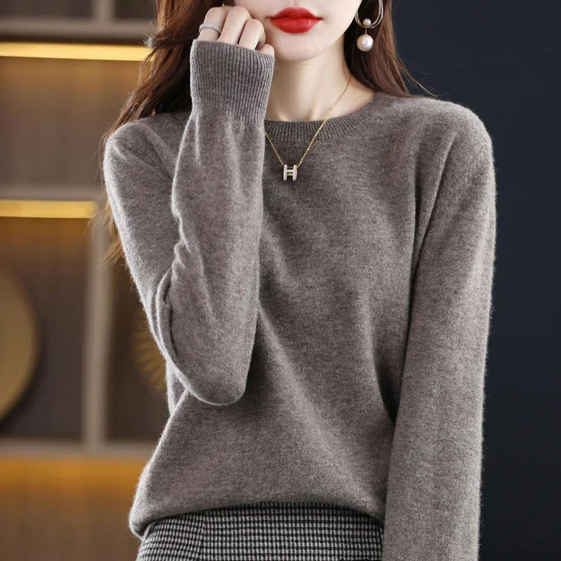 Pull Femme Cachemire Col Rond Coupe Confortable