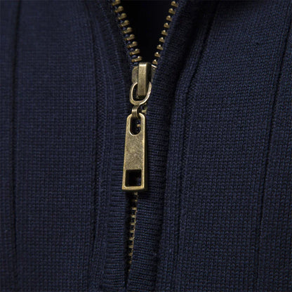 Pull Col Demi-Haut Zippé Tricot Chaud Coupe Moderne